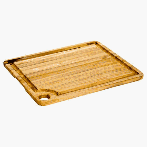 12 x 10 Edge Grain Rectangle Teak Wooden Cutting Board - Gravy Canal by Proteak