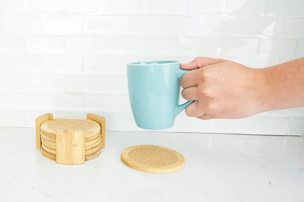Home Basics 6 Piece Bamboo Coaster Set