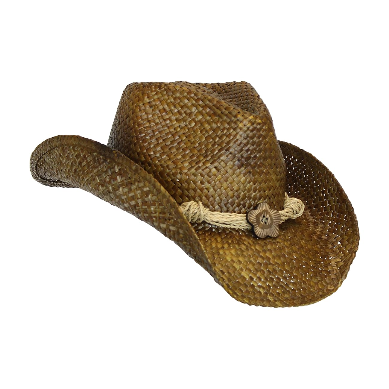 Western Seagrass Straw Cowboy Hat Cute Vintage Cowgirl Hat w/ Flower