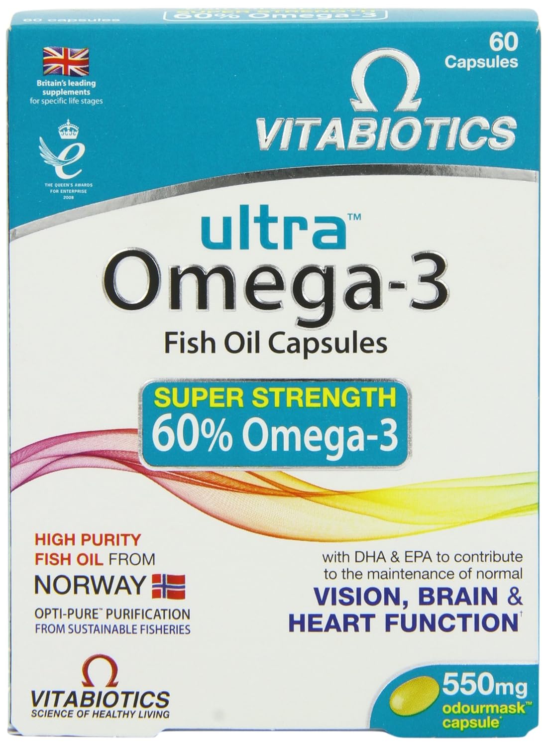 Vitabiotics Ultra Cod Liver Oil Plus Omega3 2in1 Fish Oil 60