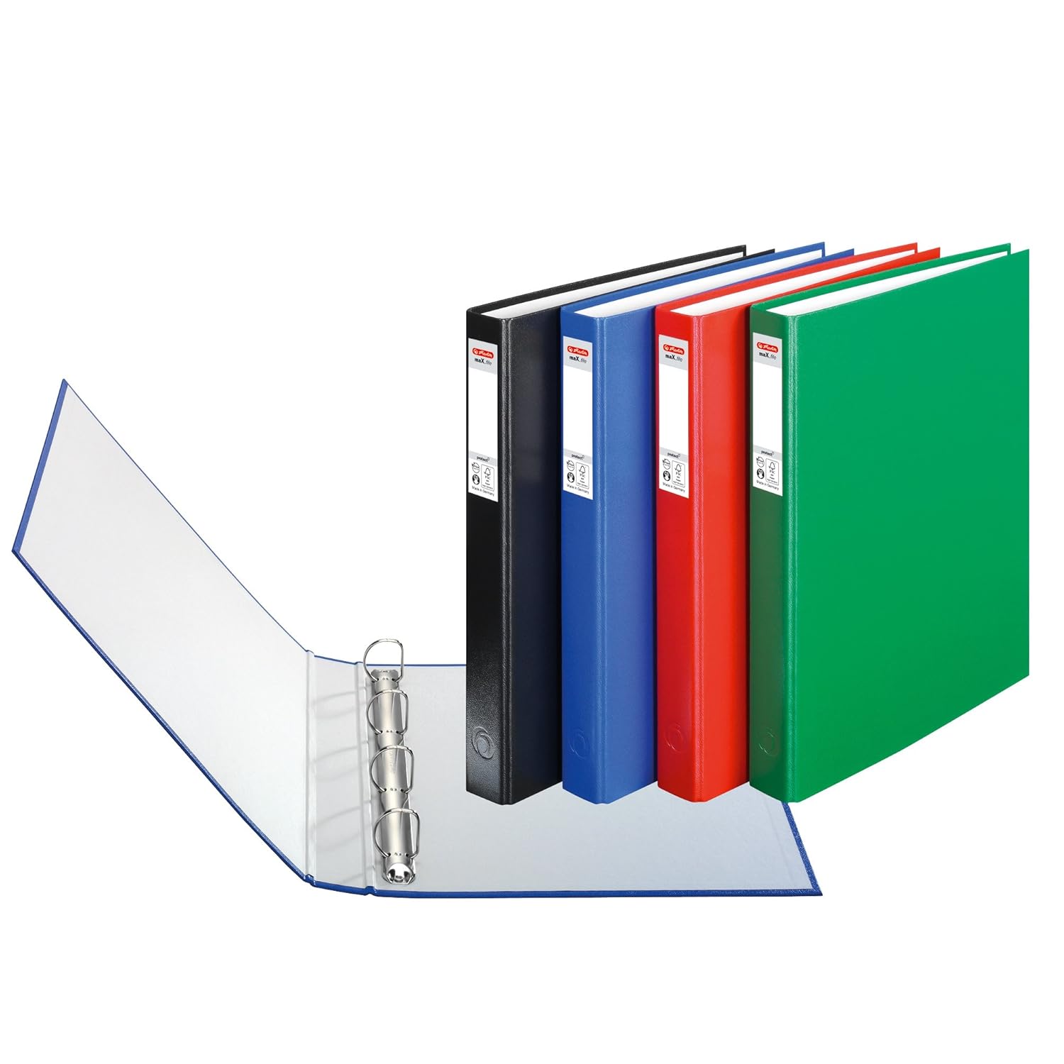 Herlitz max.file Protect A4 4 Ring Binder Assorted Colours (3 Pieces)