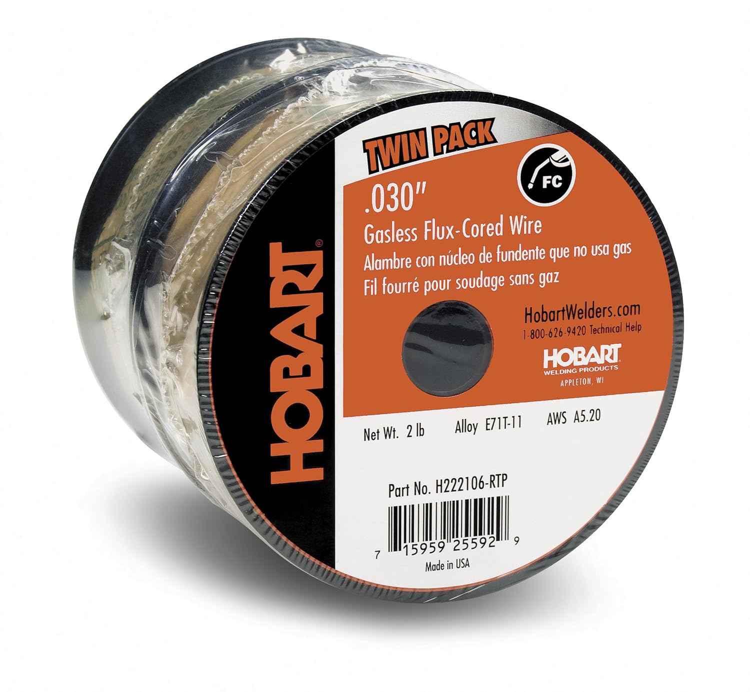 Hobart H222106RTP 0.030Inch 4Pound E71T11 FluxCored Welding Wire