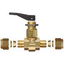 Parker VQ Series Brass Toggle Valve, Inline, Toggle Handle, PTFE Stem, A-Lok Compression Fitting