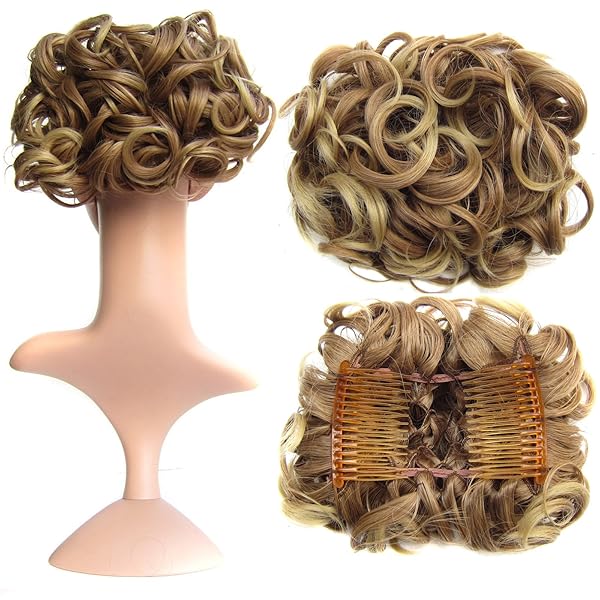 Swacc Short Messy Curly Dish Hair Bun Extension Easy Stretch Hair