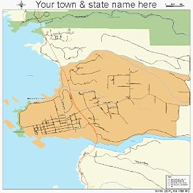 Street & Road Map of Mendocino, California CA - Printed poster size wall atlas of your home town