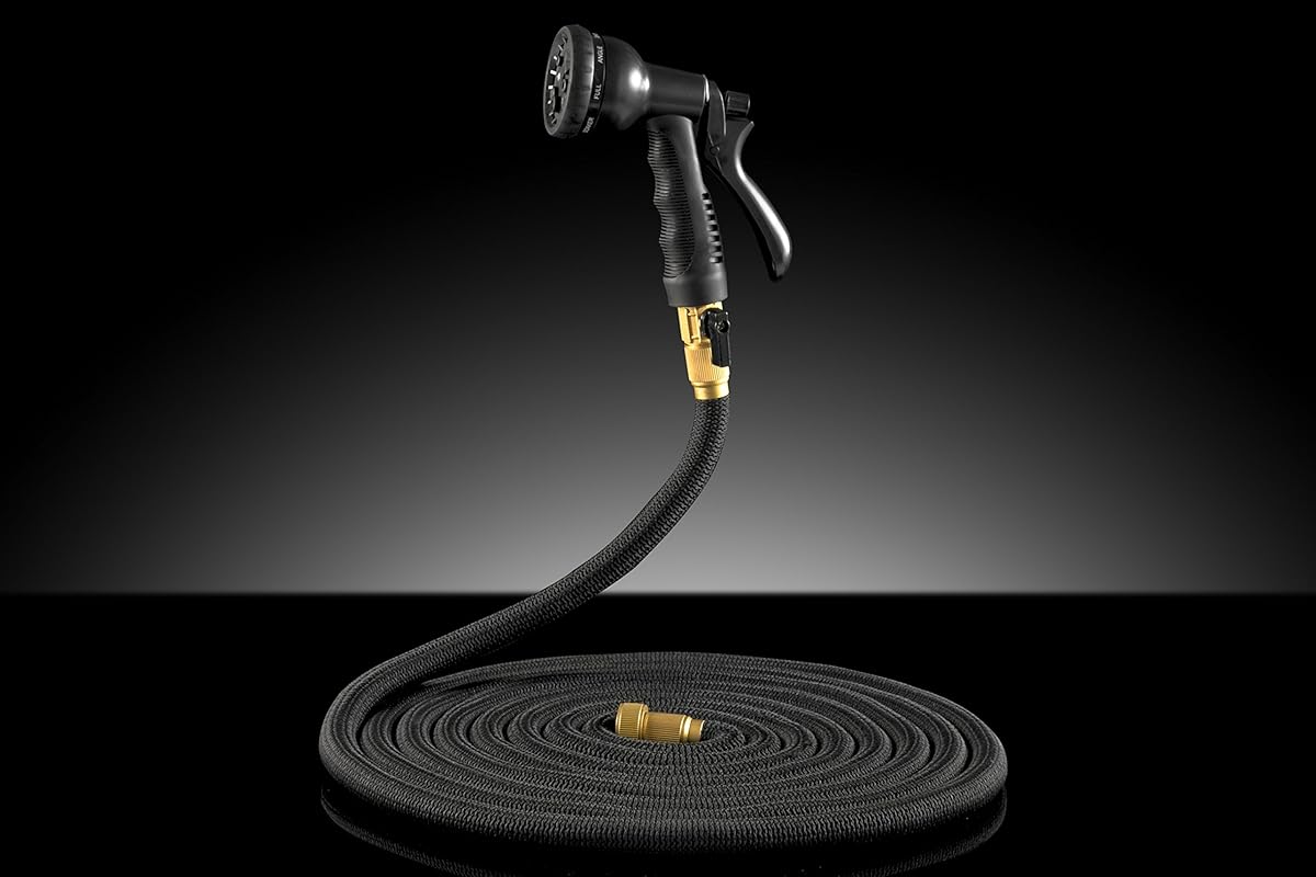 ALL NEW & IMPROVED Expandable Garden Hose w/ Built in Shut Off Valve (50ft) FREE Nozzle