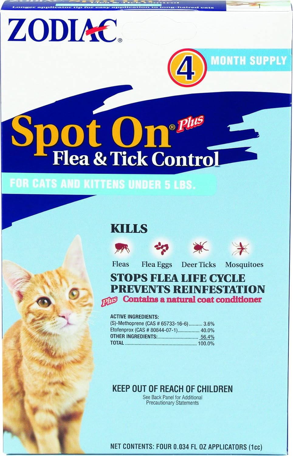 FARNAM PET 100505297 ZODIAC SPOT ON PLUS FOR CATS UNDER 5#/4/pack
FARNAM PET 100505297 ZODIAC SPOT ON PLUS FOR CATS UNDER 5#/4/pack
