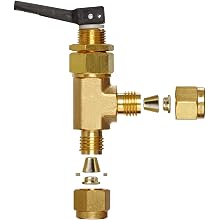 Ham-Let H1200 Series  Brass Toggle Valve, Angle, 1/4" Let-Lok Fitting