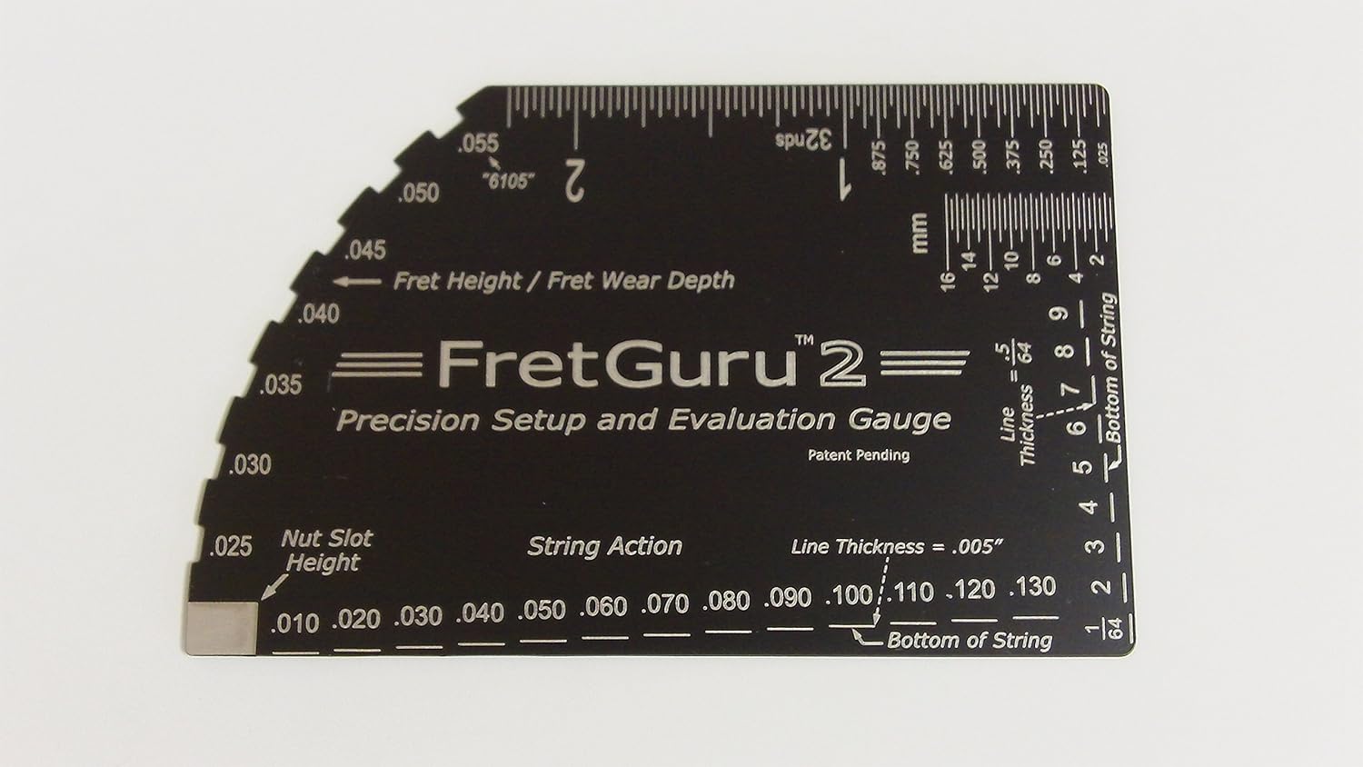 FretGuru 2 Precision 8-in-1 Guitar String Action Gauge Fret Rocker Setup