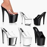 TABOO-701, 7 1 2 Stiletto Heel Platform Slide in Patent, PU or Leather, by Pleaser USA at Shoes by EHH