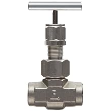 Parker U Series Stainless Steel 316 High Temperature Needle Valve, Inline, T-Bar Handle, Blunt Stem, NPT Female
