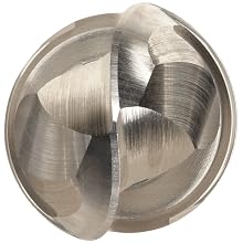 Niagara Cutter SB207 High-Speed Steel End Mill, General Purpose, Regular Length, Uncoated (Bright), 2 Flutes, Ball End