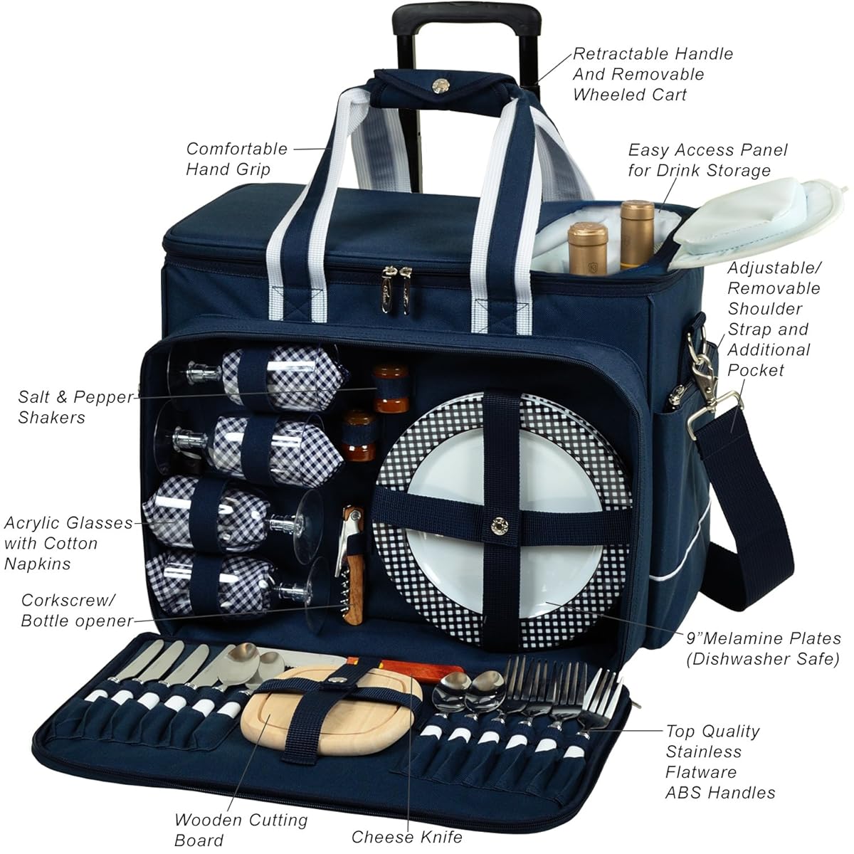 Picnic at Ascot Ultimate Insulated Picnic Cooler on Wheels with