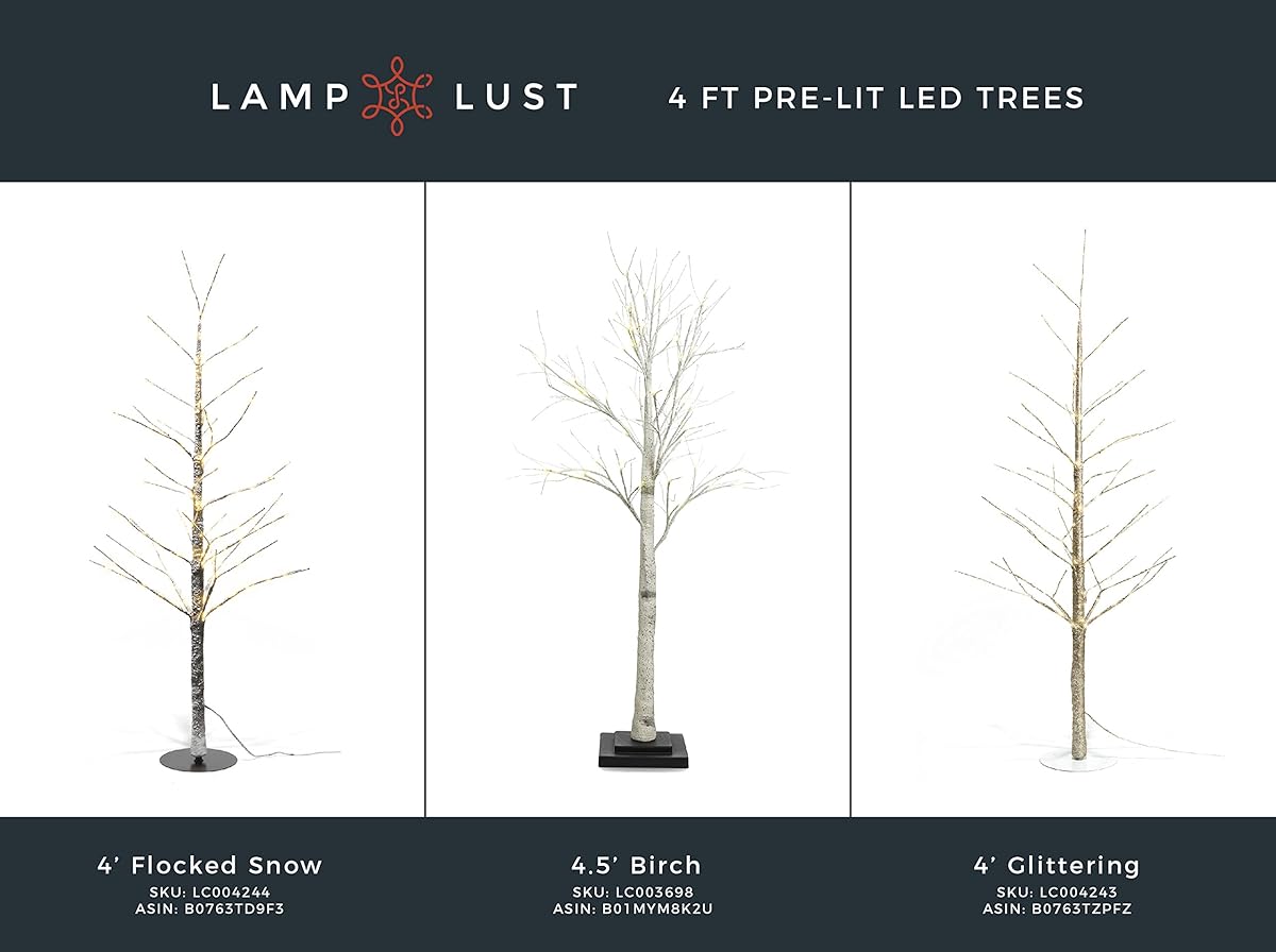 4.5 Ft. Prelit Birch Tree, 48 Warm White LEDs, Indoor/Outdoor Use