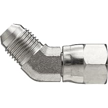 Brennan 6502-06-06-SS, Stainless Steel JIC Tube Fitting, 06MJ-06FJS 45 Degrees Elbow, 3/8" Tube OD