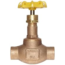Apollo 120S Series Bronze Globe Valve, Class 125, Inline, Threaded Bonnet, PTFE Seat, Solder End