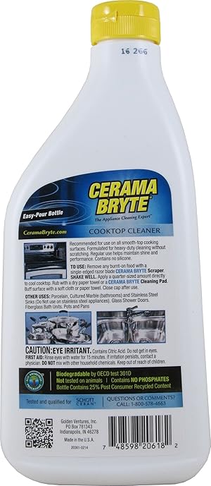 Cerama Bryte Glass Ceramic Cooktop Cleaner 28 Ounce 6 Count
