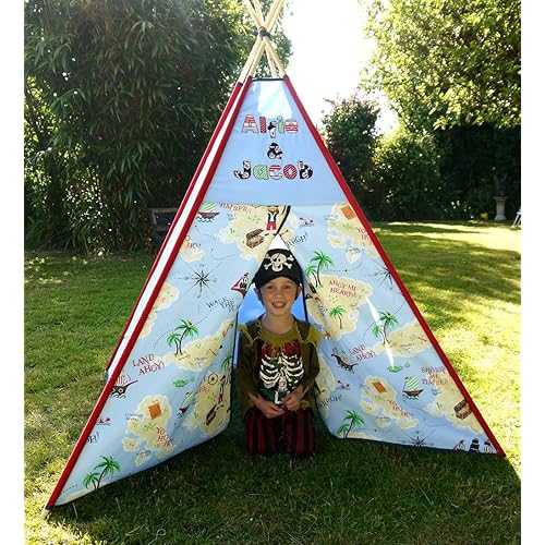 Personalized Pirate Teepee / Tipi Childrens large play tent. Perfect boys or girls gift. Can be personalized with fabric lettering.