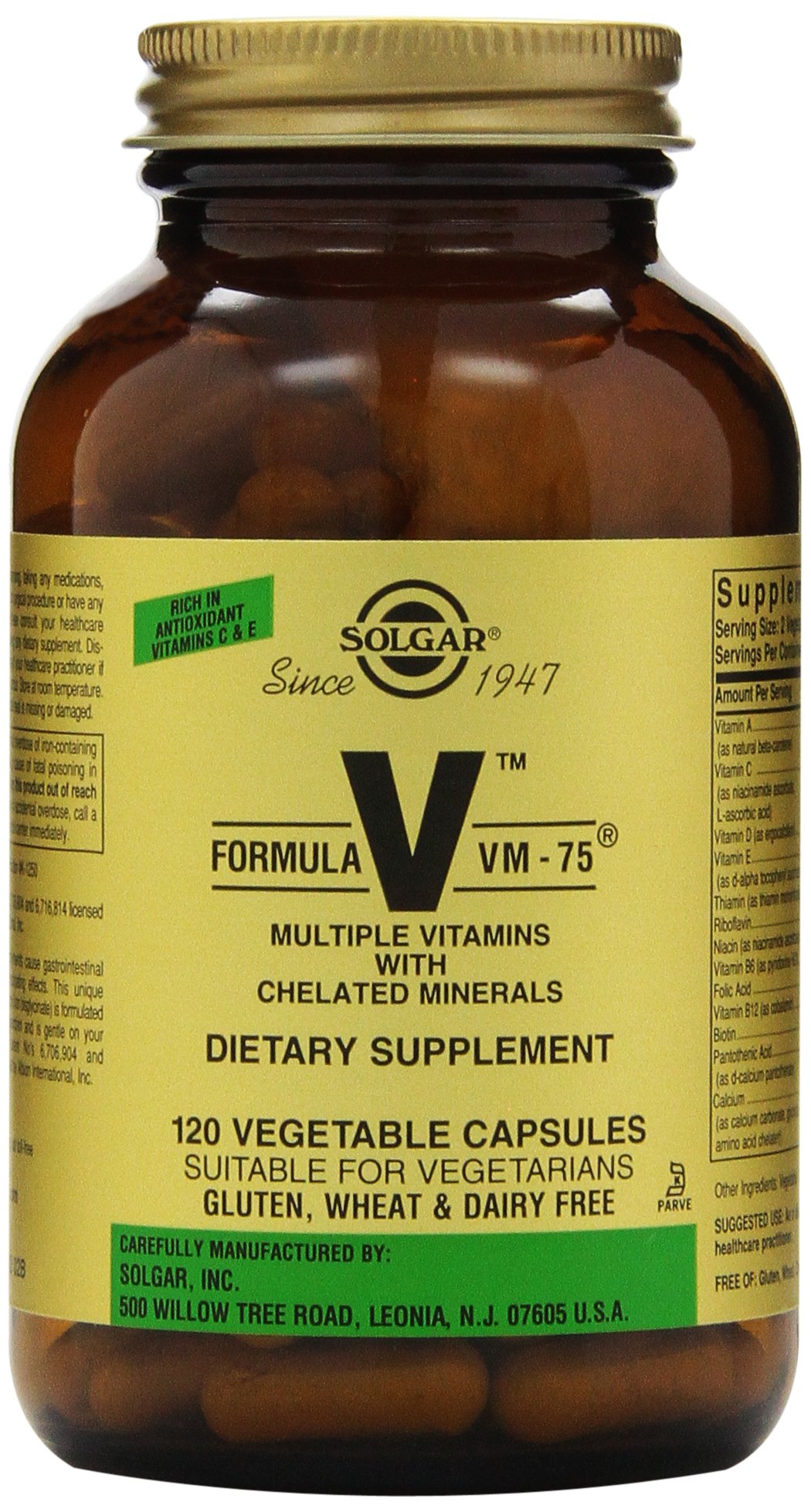 Solgar Formula V VM75 Multiple Vitamins with Chelated Minerals 120