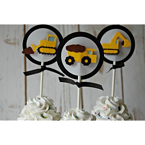 Construction Truck Party Cupcake Toppers (set of 12)