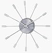 Retro Wall clock metal prong rays and cylindrical ends - 13.375x13.375x2.25