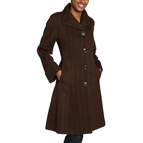 Jones New York Ladies Single Breasted Herringbone Pattern Coat by Jones New York