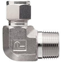 Parker A-Lok 12MSEL12N-316 316 Stainless Steel Compression Tube Fitting, 90 Degree Elbow, Tube OD x NPT Male