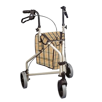 Drive Medical Winnie Lite Supreme Aluminum Three Wheel Rollator, Tan Plaid