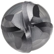 Niagara Cutter MESB430 Miniature Carbide End Mill, Uncoated (Bright), 4 Flutes, Stub Ball End