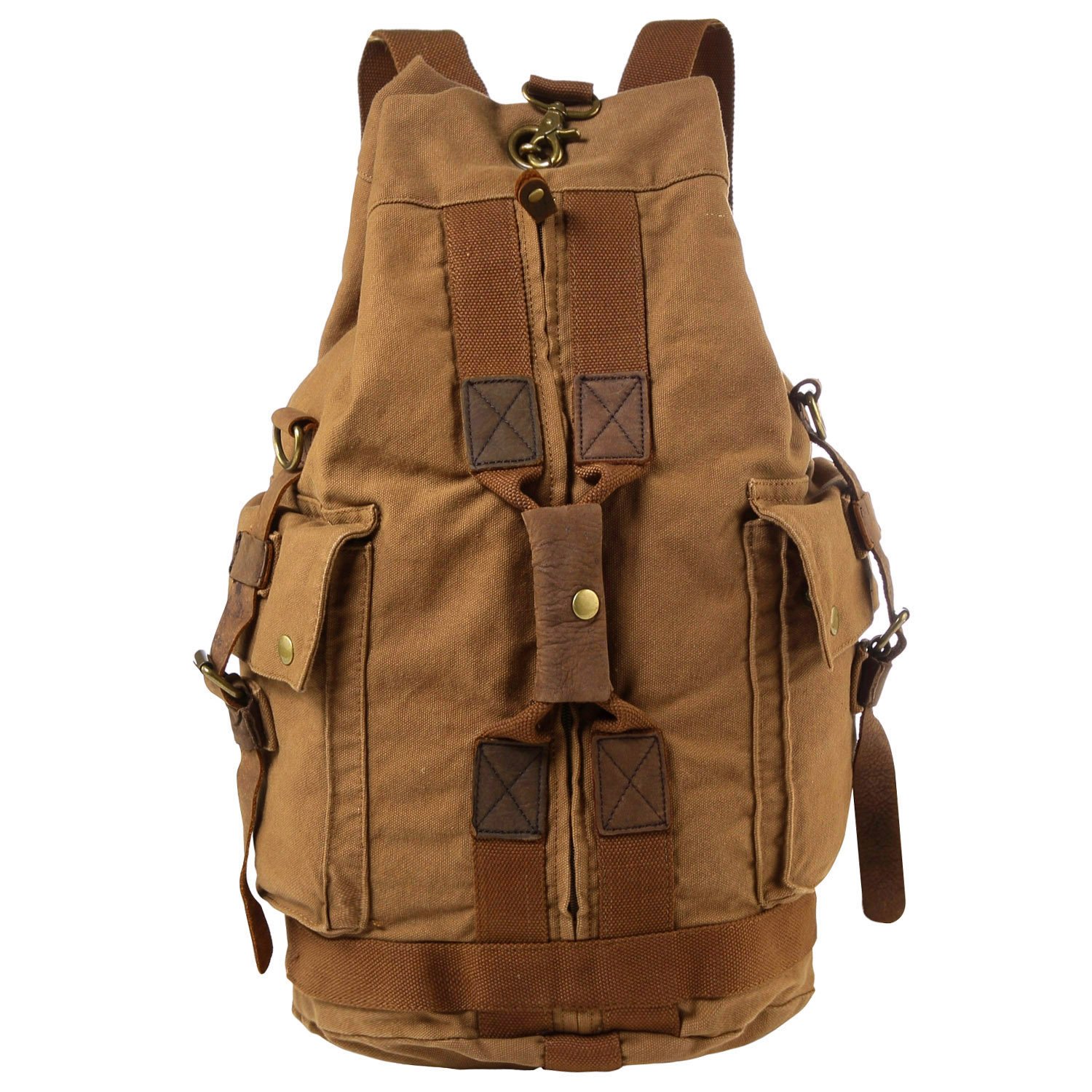 S ZONE Vintage Canvas Hiking Camping Travel Backpack with Adjustable