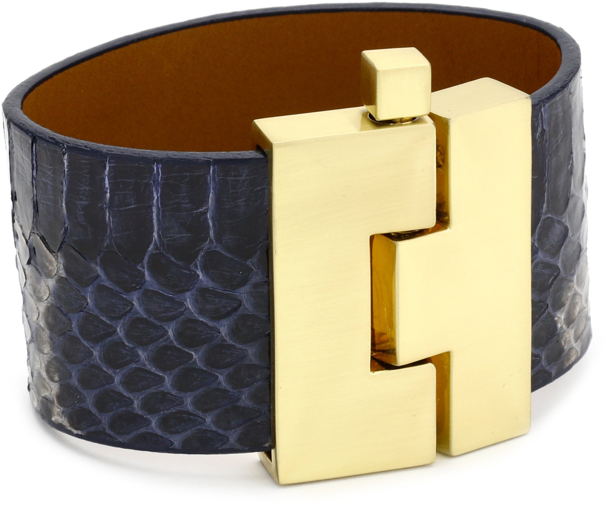 Leighelena Jigsaw Buckle Bracelet Wide Blue Handpainted Cobra Bracelet