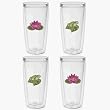 Frog & Lotus 16 oz Insulated Beverage Tumblers Set, Clear (Set of 4)