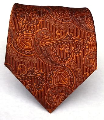 100% Silk Woven Burnt Orange (Rust) Paisley Tie