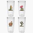 Cactus 16 oz Insulated Beverage Tumblers Set, Clear (4 designs)