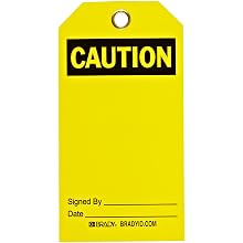 Brady 76168 5-3/4" Height, 3" Width, B-851 Economy Polyester, Black On Yellow Color Blank Accident Prevention Tags (Pack Of 25)