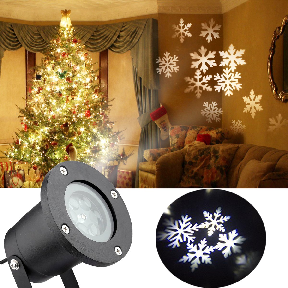 Christmas Projector Lights Outdoor&Indoor，Waterproof LED White