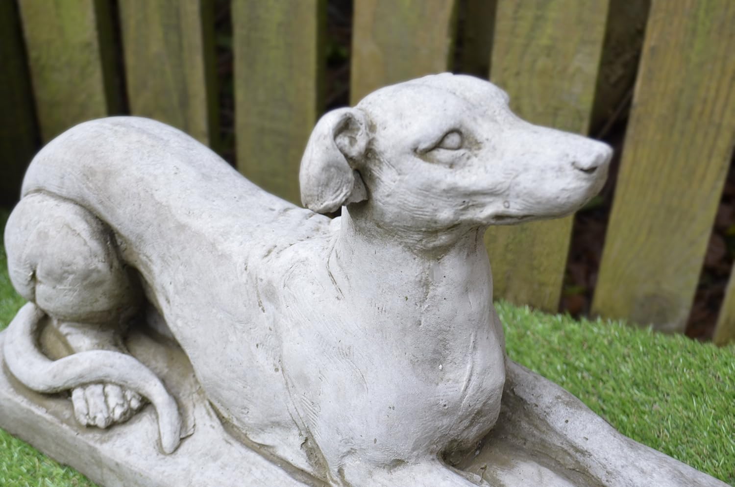 GREYHOUND ON PLINTH Cast Stone Garden Ornament Dog Statue Sculpture