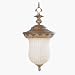 Savannah - 1 Light Large Outdoor Pendant Lighting Fixture - Venetian Patina Bronze - Vintage Carved Scavo Glass - B5744