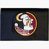 Florida State Seminoles (FSU) Black Embroidered Leather Trifold Wallet