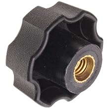 DimcoGray Black Thermoplastic Fluted Torque Knob Female, Thru Hole Brass Insert: 5/16-18" Thread x 5/8" Depth, 1-1/2" Diameter x 1" Height x 3/4" Hub Diameter x 3/8 Hub Length (Pack of 10)