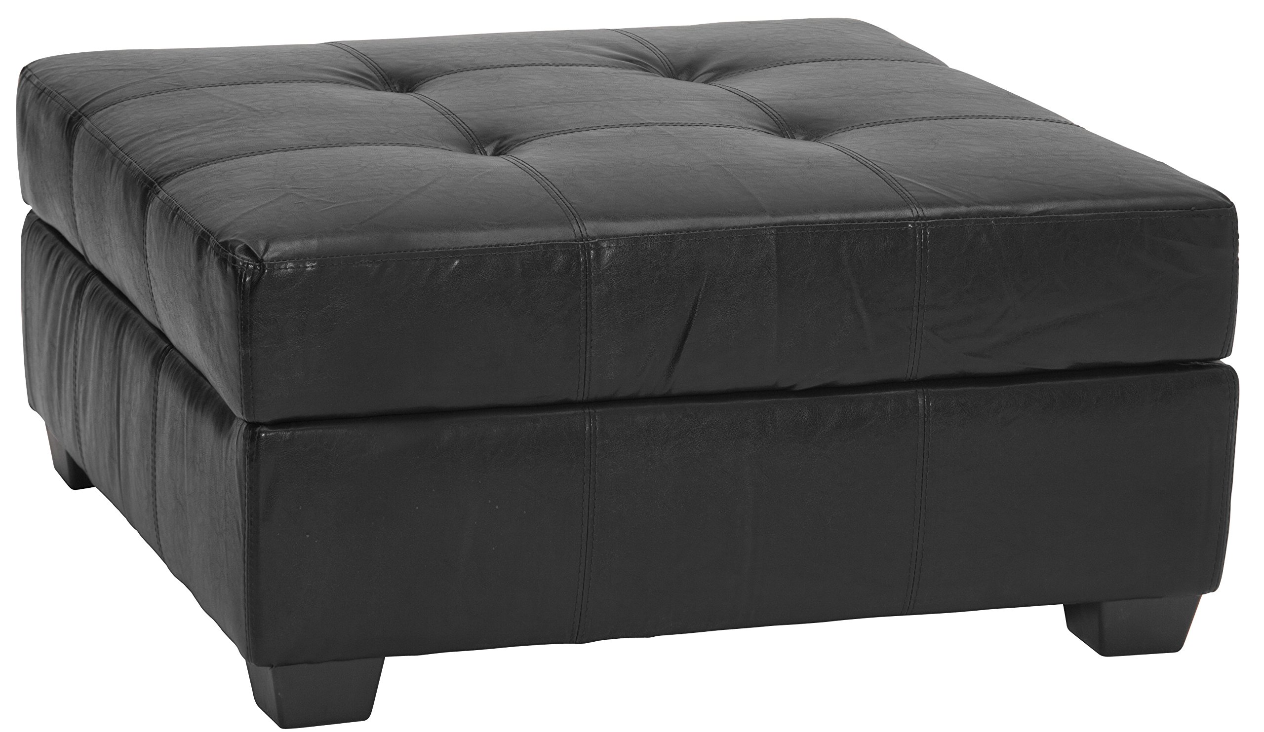 Epic Furnishings 36Inch Large Square Storage Ottoman/Bench Leather