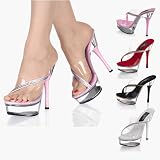 ALLURE-603, 5 1/2 Sexy Stiletto Heel Platform Slide With Rhinestones in 4 Colors