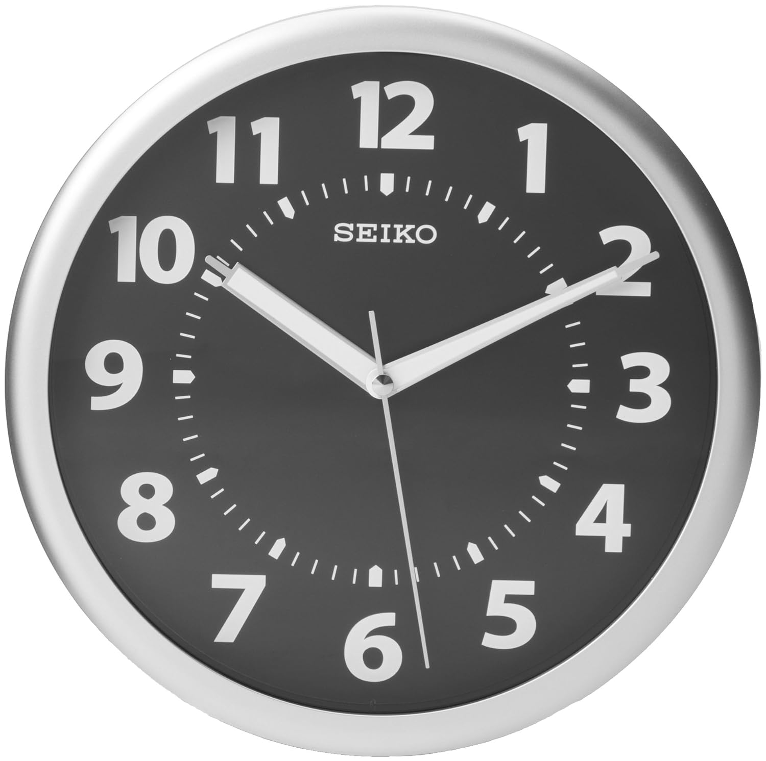 Silver Seiko Quartz Wall Clock Glow in Dark Luminous Kitchen Office