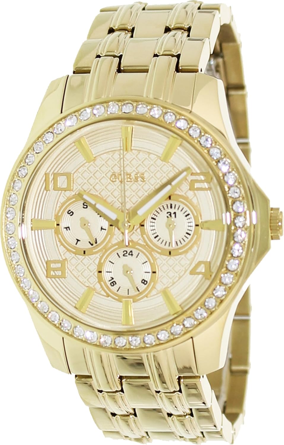 GUESS Women's U0147L2 "Polished Glamour" Gold-Tone Watch with Crystal