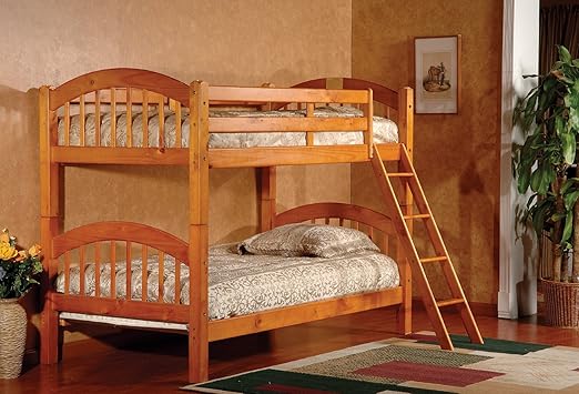 Compare King's Brand Furniture B125H Wood Arched Design Convertible Bunk Bed, Twin King's Brand Furniture B125H Wood Arched Design Convertible Bunk Bed, Twin, Honey Finish