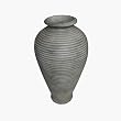 Taksu TCJ-RB-CG-S Small Terra Cotta Jardiniere - Ribbed Urn - Cream Gray