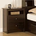 Fremont 2 Drawer Tall Night Table with Open Shelf - Browm