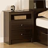 Fremont 2 Drawer Tall Night Table with Open Shelf - Browm