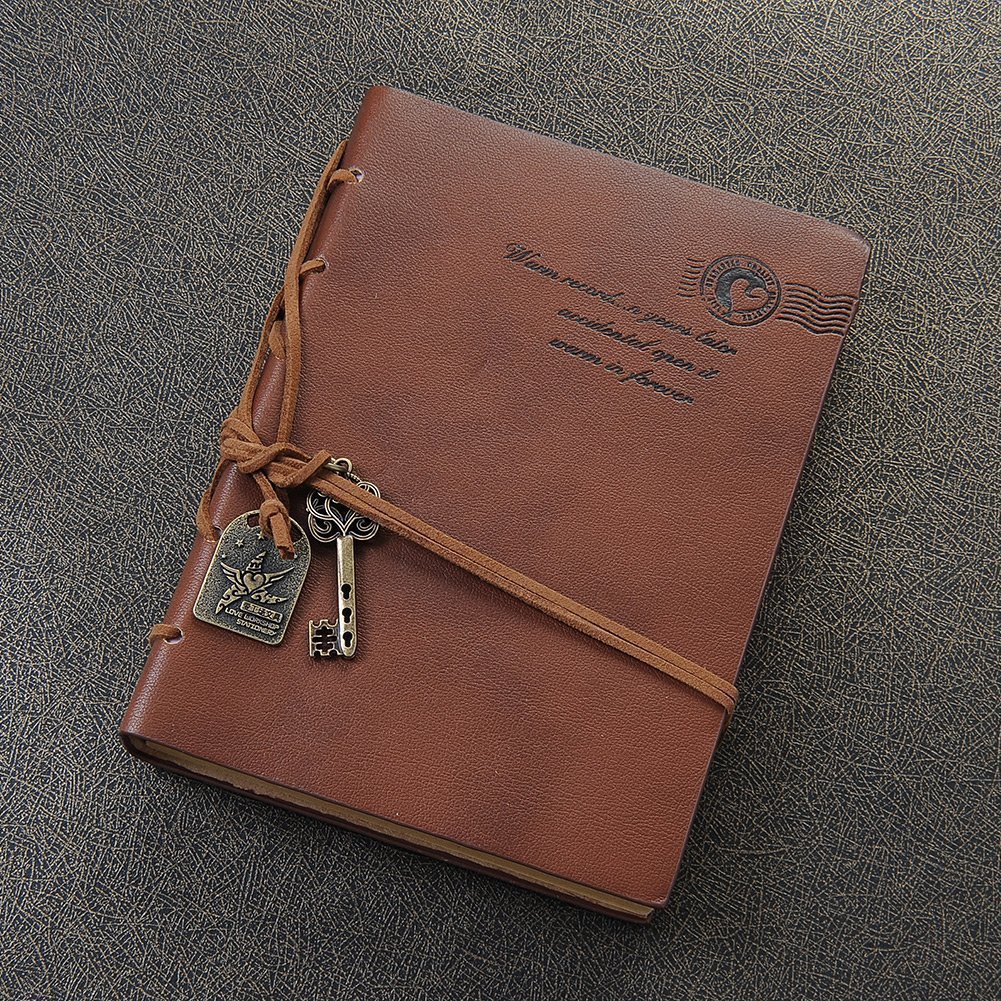 EvZ Diary String Key Leather Bound Notebook, Brown