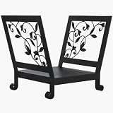 Uniflame W-1045 Black Log Rack With Flowing Leaf Design